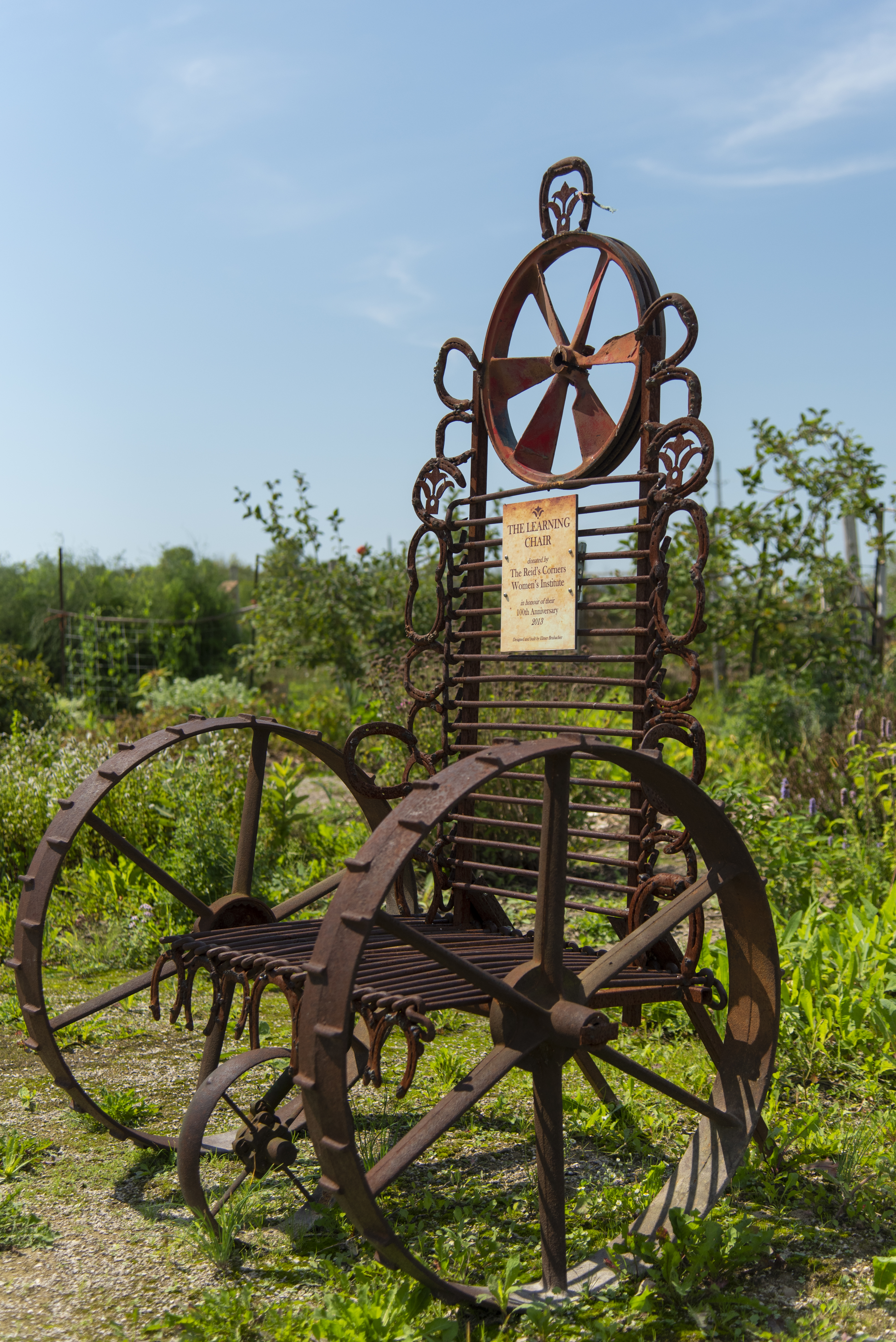 Rustic sculpture in garden