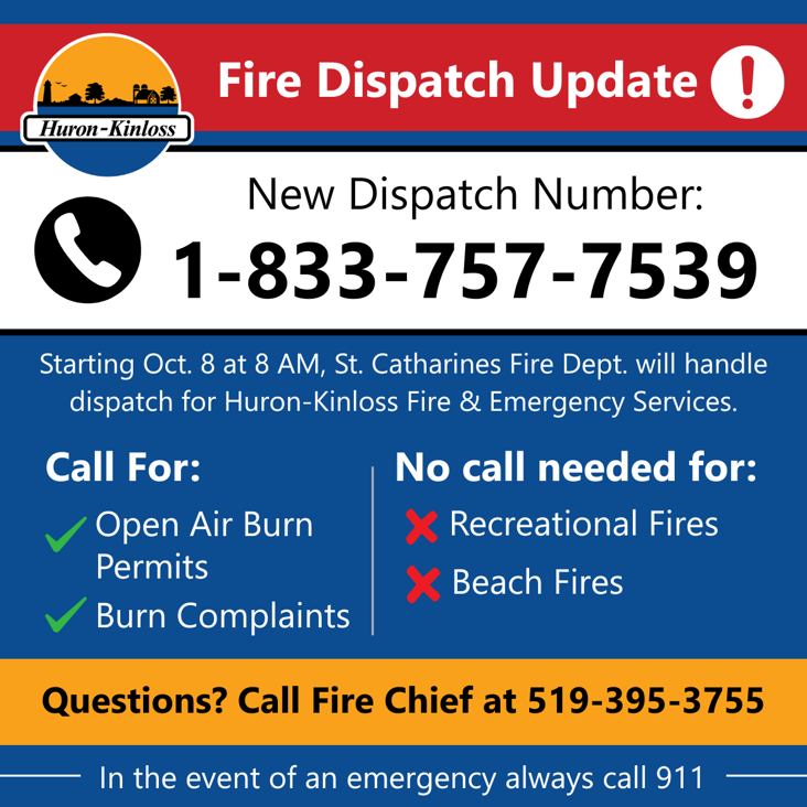 New Fire Dispatch Number: 1-833-757-7539