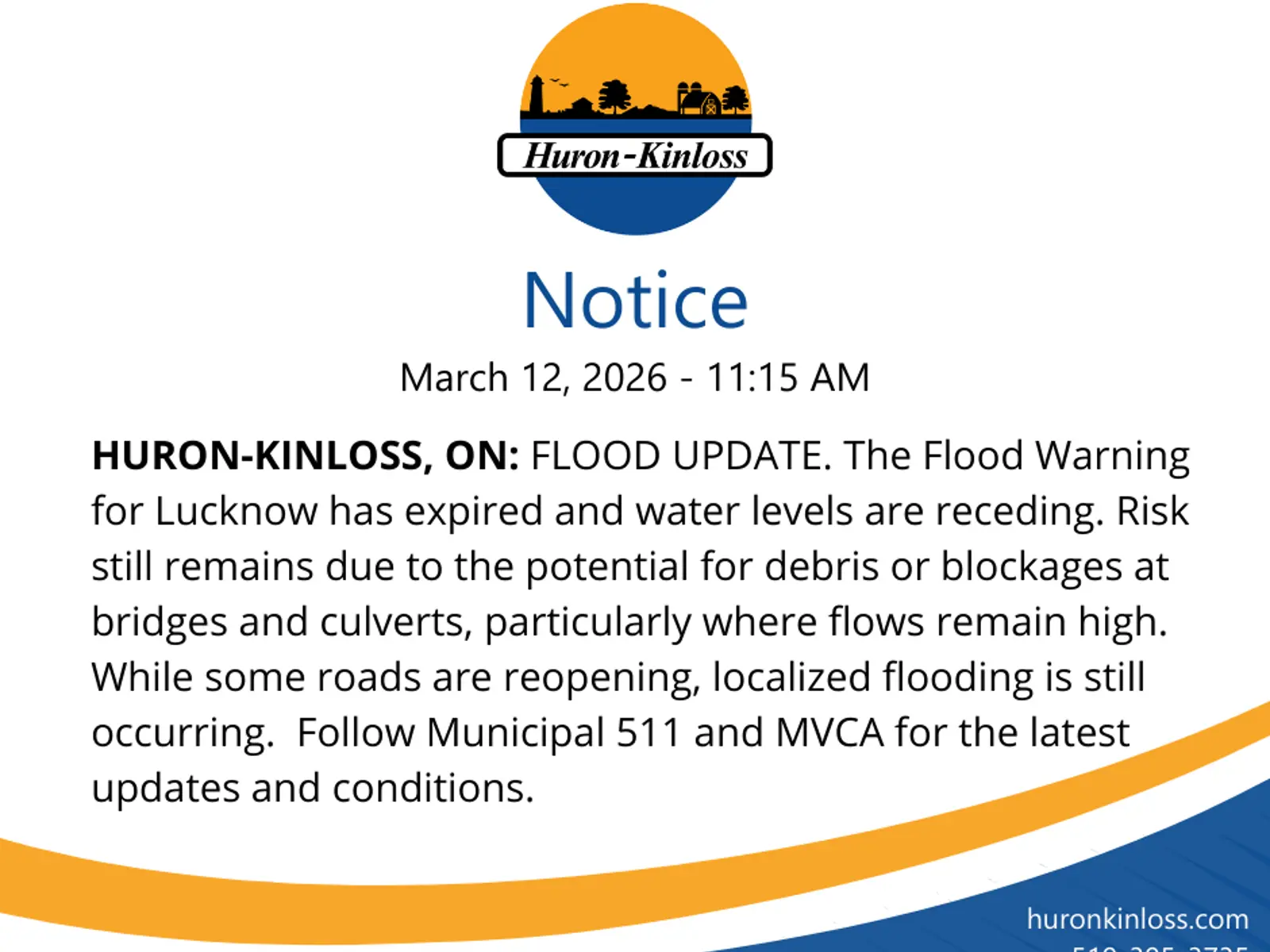 Flood Notice Example Emergency Alerts | Township of Huron-Kinloss