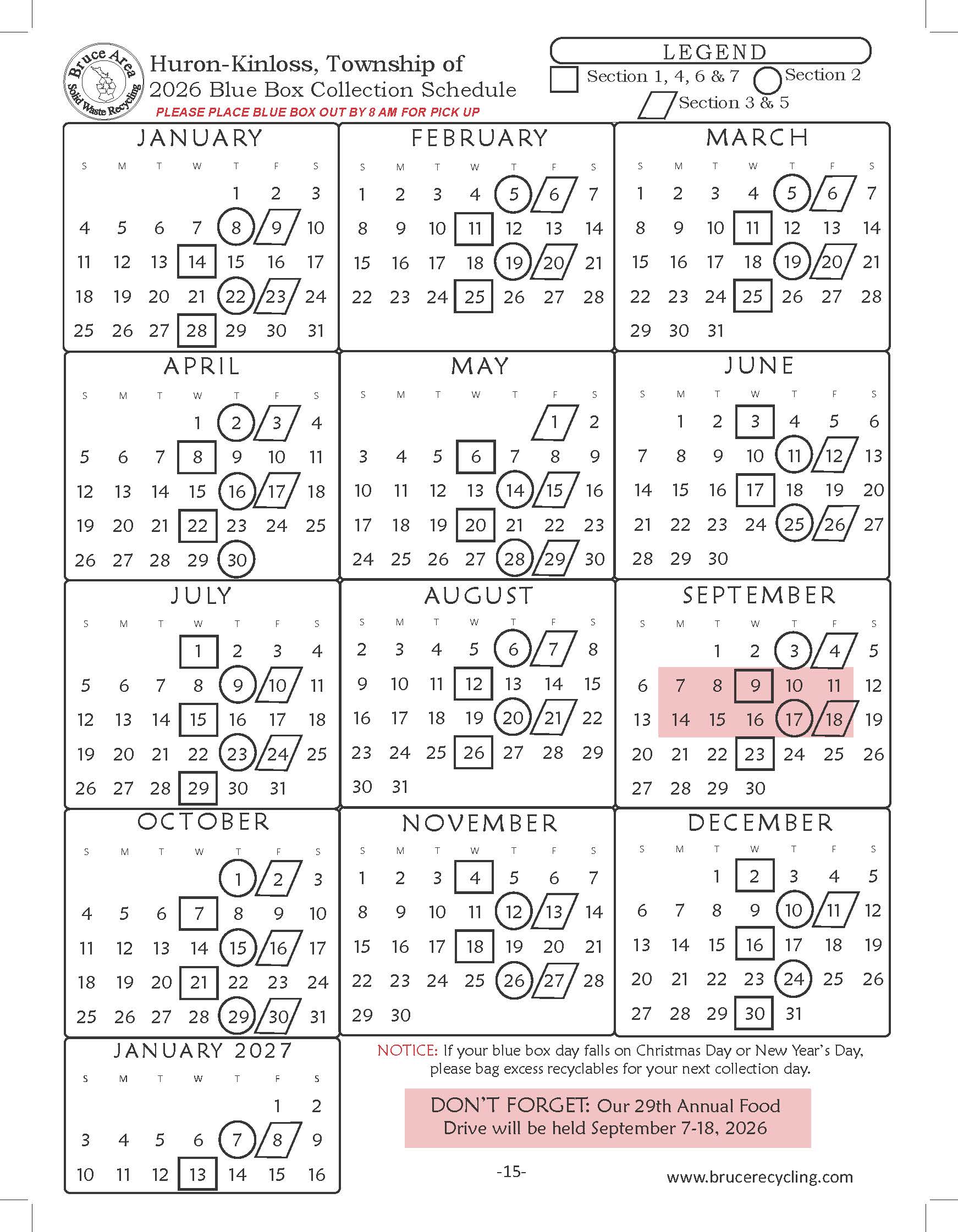 2026 Recycling Schedule